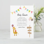Cadeaufeestje Wilde Dieren Uitnodiging Baby Shower (Staand voorkant)