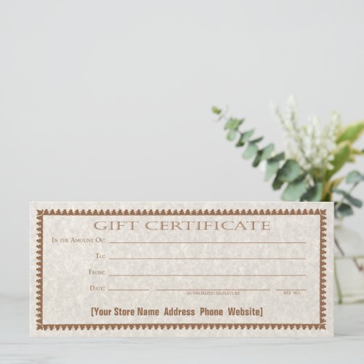 Cadeauformulier Kaart Cadeaucertificaat (Staand voorkant)