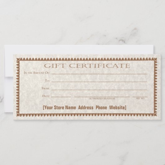 Cadeauformulier Kaart Cadeaucertificaat (Voorkant)