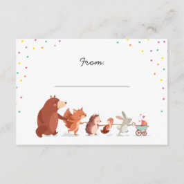 Cadeaugedicht Baby shower insert card Woodland ani Informatiekaartje