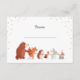 Cadeaugedicht Baby shower insert card Woodland ani Informatiekaartje