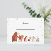Cadeaugedicht Baby shower insert card Woodland ani Informatiekaartje (Staand voorkant)