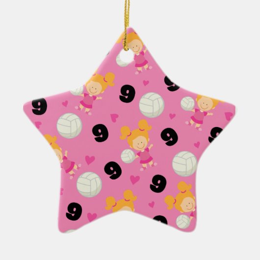Cadeauidee voor meisjes Volleyball Player nummer 9 Keramisch Ornament (Voorkant)