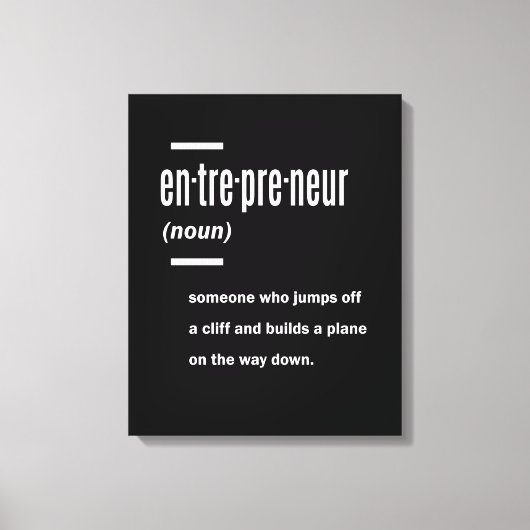 Cadeauideeën voor definitie van ondernemer canvas afdruk (Voorkant)