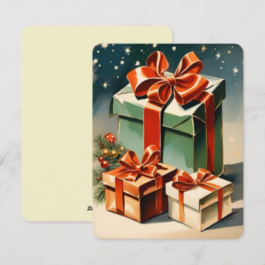 Cadeauillustratie Kerstmis Feestdagenkaart (Voorkant / Achterkant)