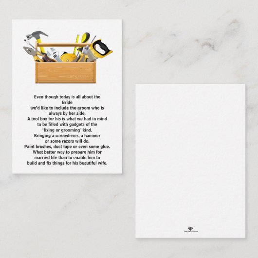 CadeauKaart voor Groom | Bridal Shower-uitnodiging Informatiekaartje (Voorkant / Achterkant)