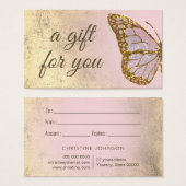 cadeaukaart voor vlindermodel visitekaartje (Voorkant /achterkant)