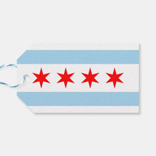 CadeauLabel met vlag van Chicago City, VS (Achterkant Horizontaal)