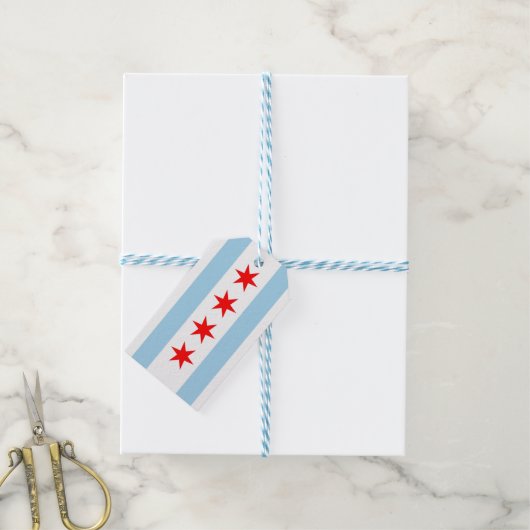 CadeauLabel met vlag van Chicago City, VS (Met Touw)