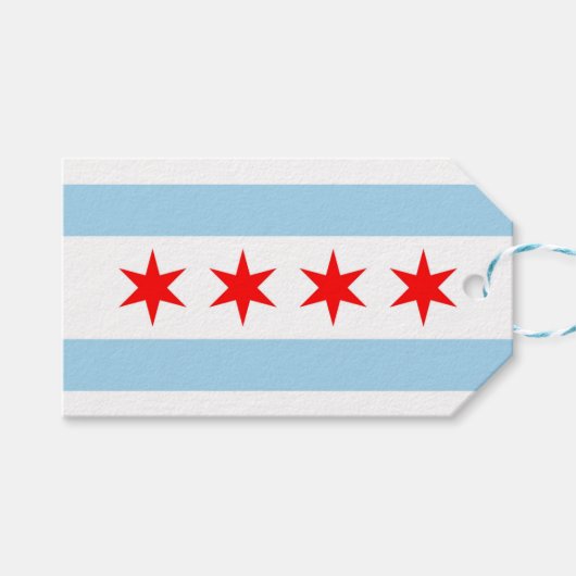 CadeauLabel met vlag van Chicago City, VS (Voorkant (Horizontaal))