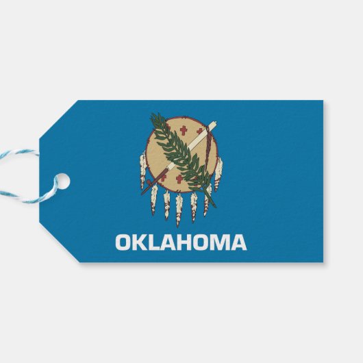 CadeauLabel met vlag van de staat Oklahoma, VS (Achterkant Horizontaal)