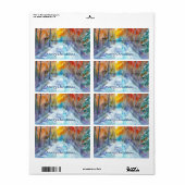 Cadeaulabel Snowy Road Etiket (Full Sheet)
