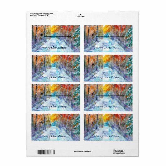 Cadeaulabel Snowy Road Etiket (Full Sheet)