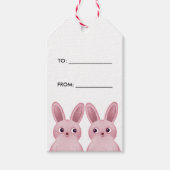 Cadeaulabel van/naar met twee roze baby konijntjes (Voorkant)