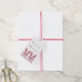 Cadeaulabel van/naar met twee roze baby konijntjes (Met Touw)