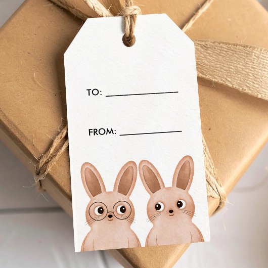 Cadeaulabel van/naar met twee schattige baby bunni