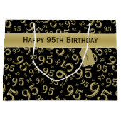 CadeauLabel Verjaardag 95 Nummer Patroon zwart/gou Groot Cadeauzakje (Voorkant)