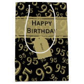 CadeauLabel Verjaardag 95 Nummer Patroon zwart/gou Medium Cadeauzakje (Voorkant)