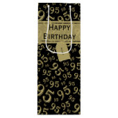 CadeauLabel Verjaardag 95 Nummer Patroon zwart/gou Wijn Cadeautas (Voorkant)