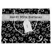 CadeauLabel Verjaardag 95 Nummer Patroon zwart/wit Groot Cadeauzakje (Voorkant)