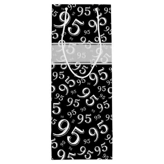 CadeauLabel Verjaardag 95 Nummer Patroon zwart/wit Wijn Cadeautas (Achterkant)