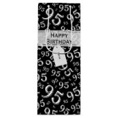 CadeauLabel Verjaardag 95 Nummer Patroon zwart/wit Wijn Cadeautas (Voorkant)