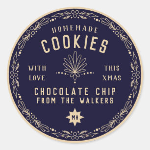 cadeaulabel voor Navy Chocolate Cookie kerstaY Ronde Sticker