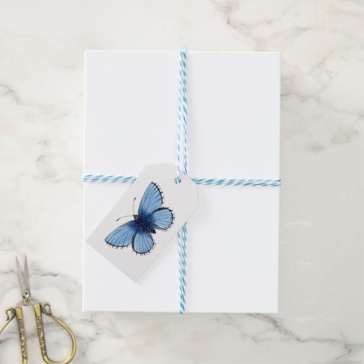 CadeauLabels - Blauwe vlinder (Met Touw)