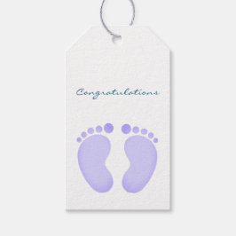 CadeauLabels - Gefeliciteerd Blauwe Paarse voetafd