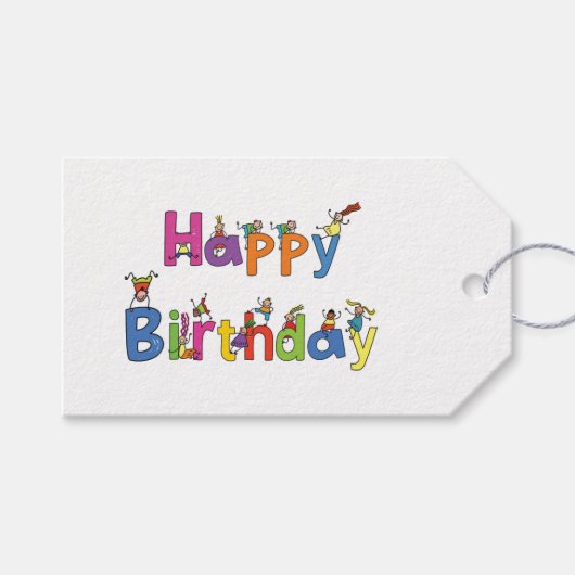 CadeauLabels - Gekke Kinderen Happy Birthday (Voorkant (Horizontaal))