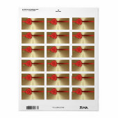 Cadeaulabels - Red Bow en lint op goud Etiket (Full Sheet)