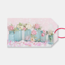 CadeauLabels - Shabby Chic Rozen Blue Glass