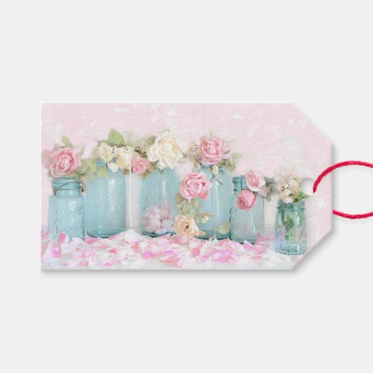 CadeauLabels - Shabby Chic Rozen Blue Glass (Voorkant (Horizontaal))