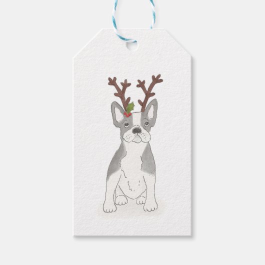 cadeaulabels voor kerstcadeautjes voor buldog (Voorkant)