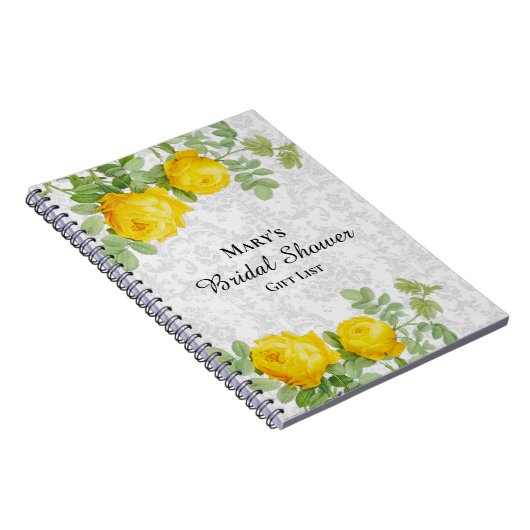 Cadeaulijst voor bruidsfeestje met Gele Roos  Notitieboek (Rechterzijde)