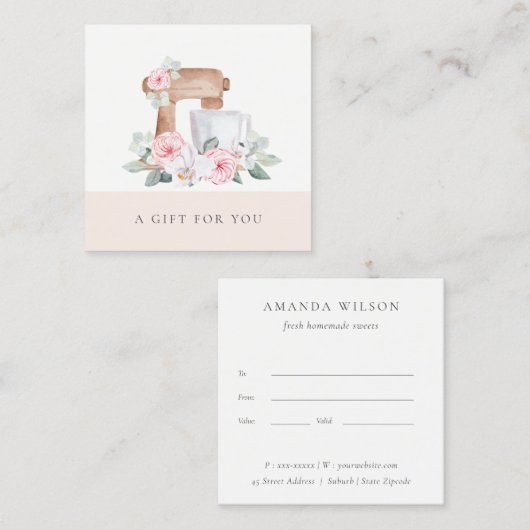 Cadeaumixer voor het cateren van flesjes vierkante visitekaartje (Voorkant / Achterkant)