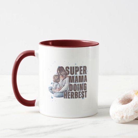 Cadeaumoeder Giftige Moderne Typografie Mok (Met donut)