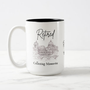 Cadeaumoer voor gepensioneerde reizigers tweekleurige koffiemok