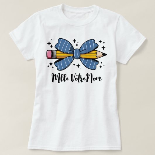 Cadeaunaam Aangepaste naam Noeud Papillon & Crayon T-shirt (Design voorkant)