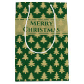 Cadeaunaam Label: Merry kerstGold Tree Pattern Medium Cadeauzakje (Voorkant)
