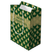 Cadeaunaam Label: Merry kerstGold Tree Pattern Medium Cadeauzakje (Achterkant Gekanteld)