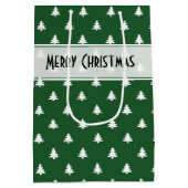 Cadeaunaam Label: Vrolijk kerstgroen boompatroon Medium Cadeauzakje (Achterkant)