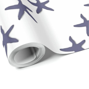 cadeauomslag Nautisch zeesterstrand blauw Cadeaupapier