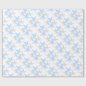 cadeauomslag Nautisch zeesterstrand blauw Cadeaupapier (Vlak)