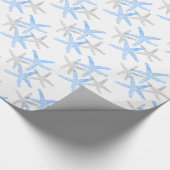 cadeauomslag Nautisch zeesterstrand blauw Cadeaupapier (Hoek)