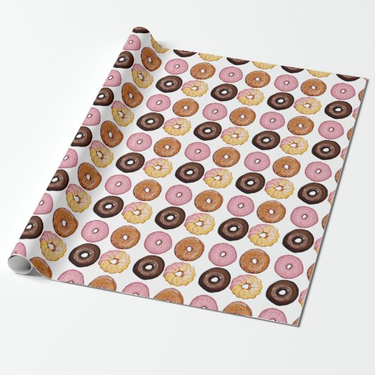 cadeauomslag van chocolade, geglazuurde en aardbei cadeaupapier (Uitgerold)