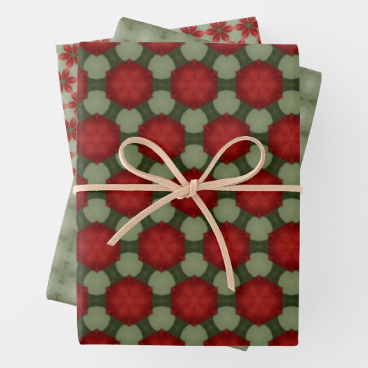 cadeauomslag voor groene en rode feestdagen inpakpapier vel (In situ)
