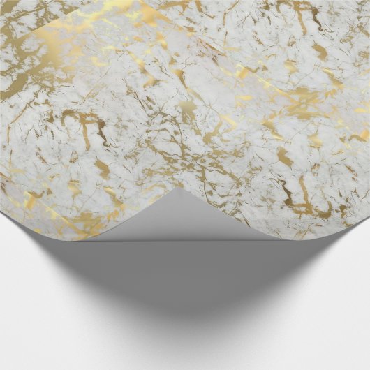 cadeauomslag voor witte en gouden marmer cadeaupapier (Hoek)