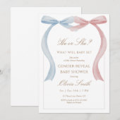 Cadeauonthulling Baby Shower Uitnodiging Roze en B (Voorkant / Achterkant)