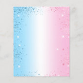 Cadeauonthulling feest roze blauw budget uitnodigi flyer (Achterkant)